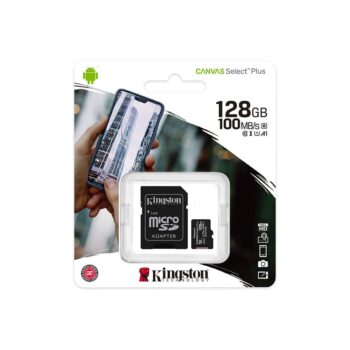 Kingston 128GB microSDHC Canvas Select Plus 100MB/s Read A1 Class10 UHS-I Memory Card
