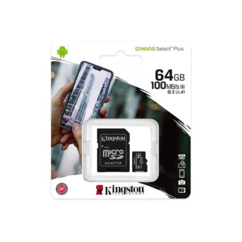 Kingston 64GB microSDHC Canvas Select Plus 100MB/s Read A1 Class10 UHS-I Memory Card
