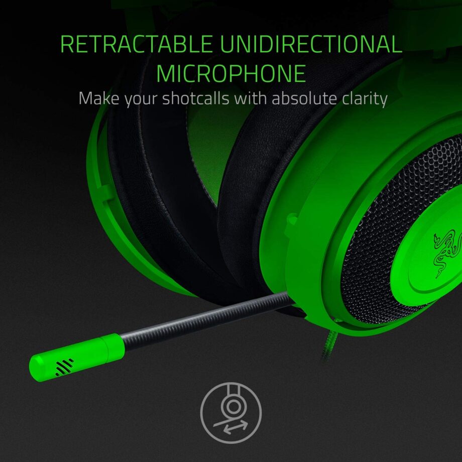 Razer Kraken Gaming Headset 2019: Aluminum Frame - Retractable Noise Cancelling Mic - Green