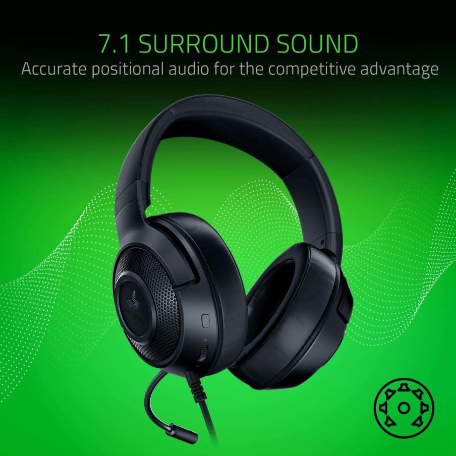 Razer Kraken X Ultralight 7.1 Surround Sound Gaming Headset - Black