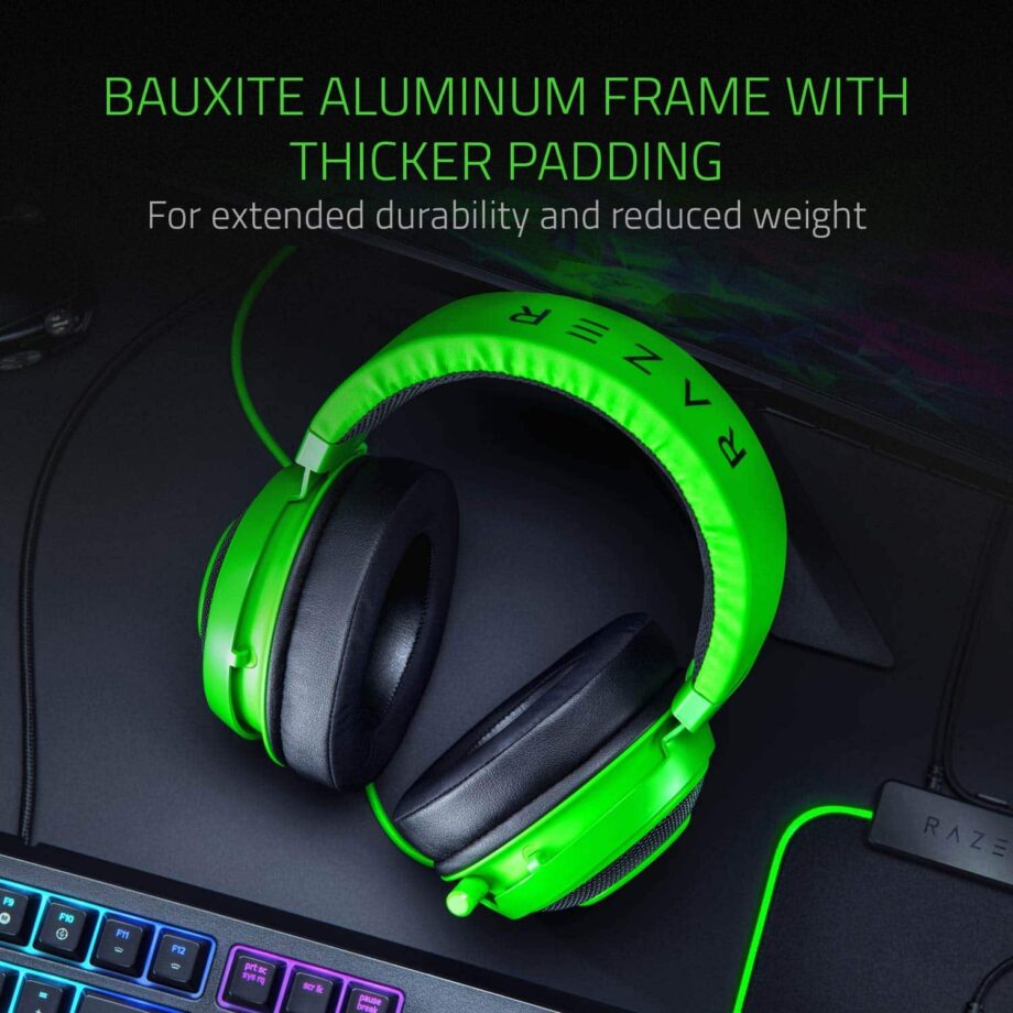 Razer Kraken Gaming Headset 2019: Aluminum Frame - Retractable Noise Cancelling Mic - Green