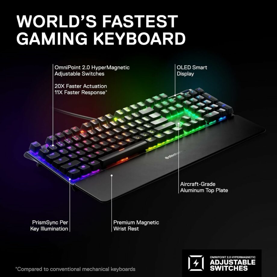 SteelSeries Apex Pro RGB Mechanical Gaming Keyboard - World’s Fastest Mechanical Keyboard