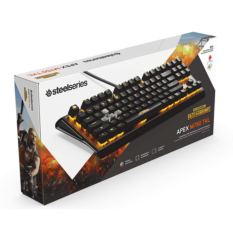 SteelSeries Apex M750 TKL PUBG Edition RGB Tenkeyless Mechanical Gaming Keyboard - Linear & Quiet Switch