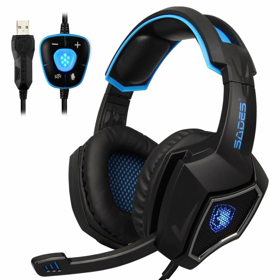 Sades Spirit Wolf 7.1 Surround Sound Gaming Headset - Blue