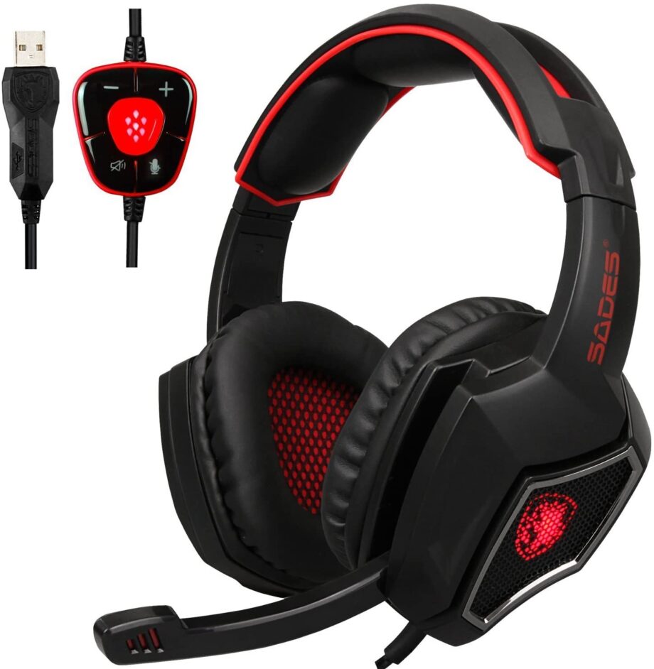 Sades Spirit Wolf 7.1 Surround Sound Gaming Headset - Red