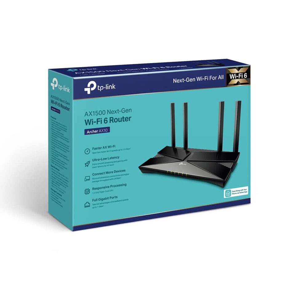 TP-Link AX1500 Dual Band Wi-Fi 6 Router (Archer AX10)
