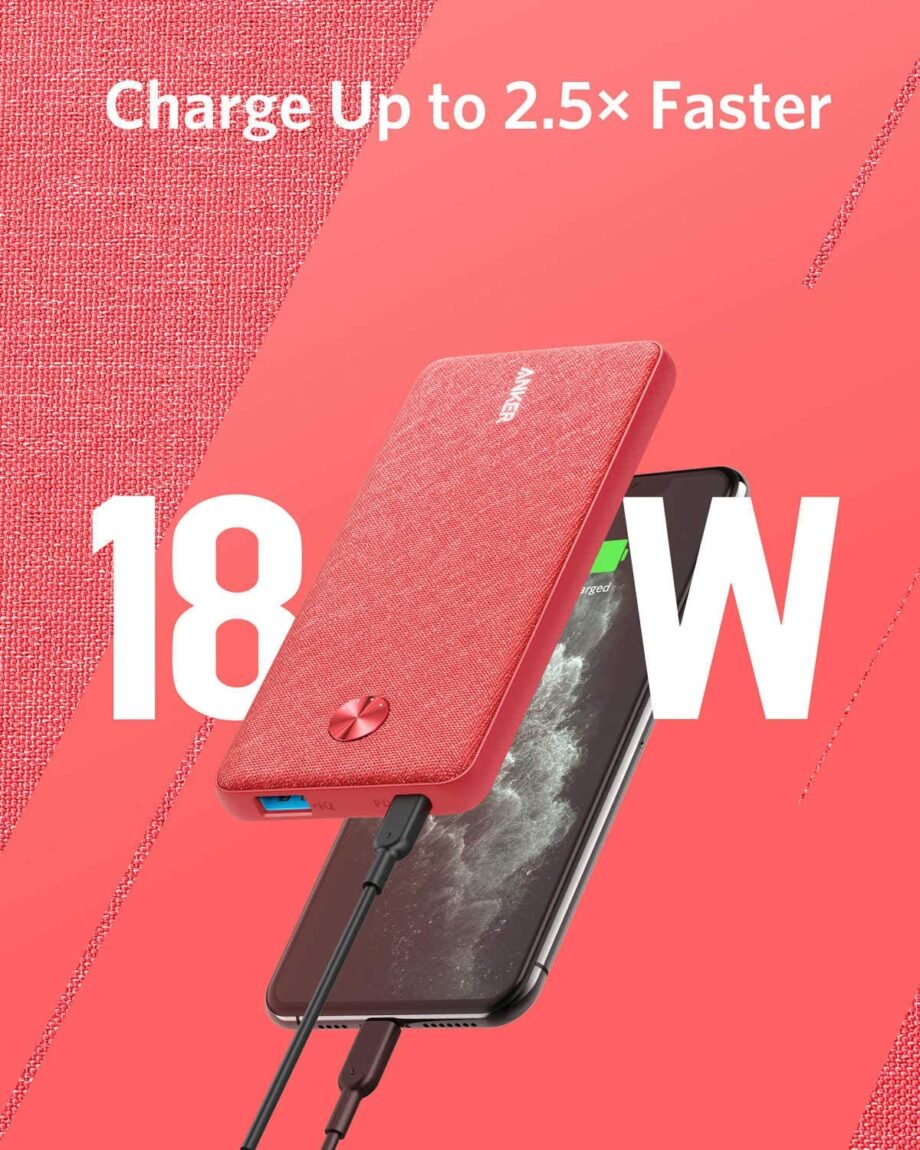 Anker PowerCore III Sense 10000mAh USB-C Power Delivery (18W) Power Bank - Red