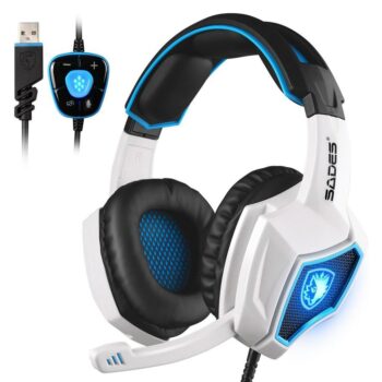 Sades Spirit Wolf 7.1 Surround Sound Gaming Headset - White