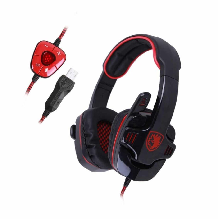 Sades SA901 7.1 Surround  Sound Gaming Headset - Red