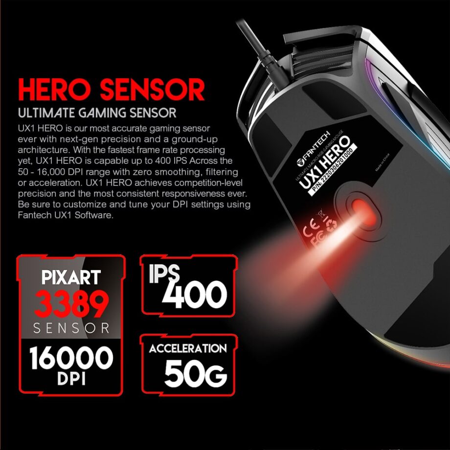 Fantech UX1 Hero Ultimate 16,000DPI Ultralight RGB Gaming Mouse