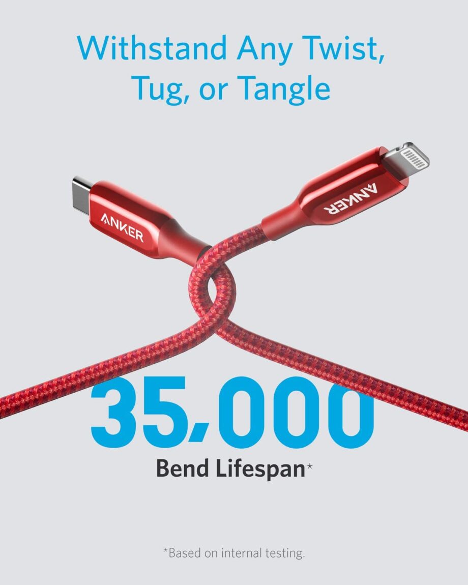 Anker Powerline+ III MFi Certified USB C to Lightning Cable 1.8M - Red