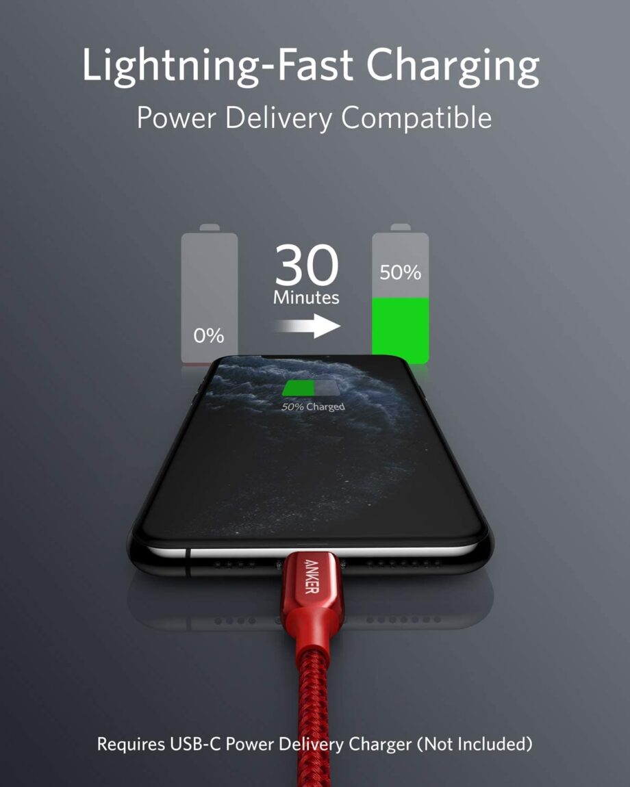 Anker Powerline+ III MFi Certified USB C to Lightning Cable 1.8M - Red