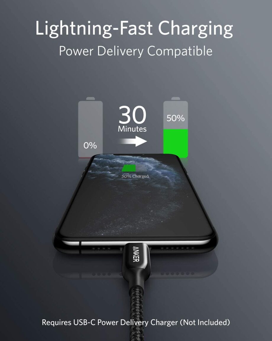 Anker Powerline+ III MFi Certified USB C to Lightning Cable 1.8M - Black