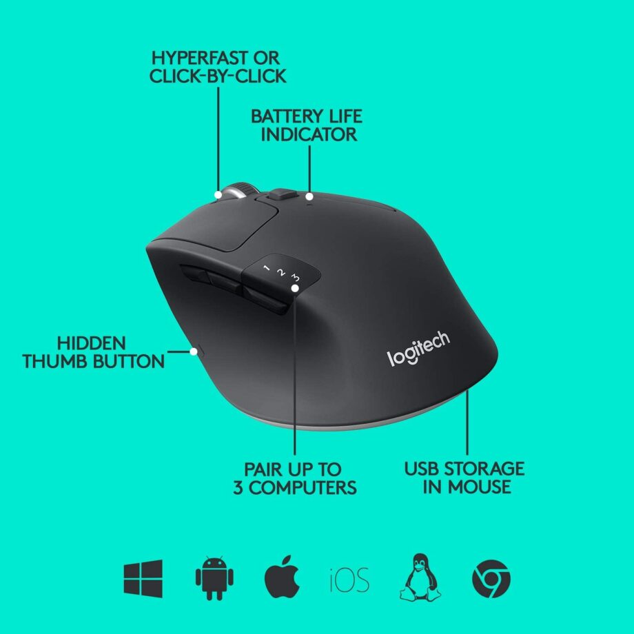 Logitech M720 Wireless / Bluetooth Triathlon Multi-device Mouse