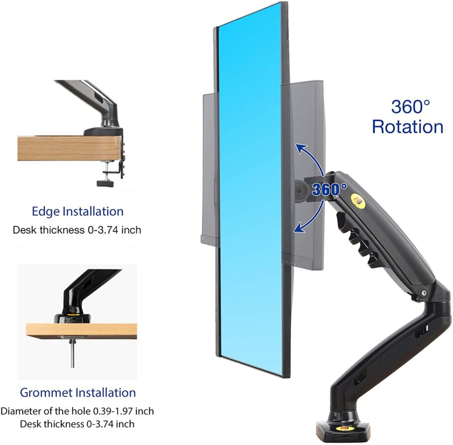 North Bayou F80 Monitor Arm with Gas Spring for 17-30''Monitors
