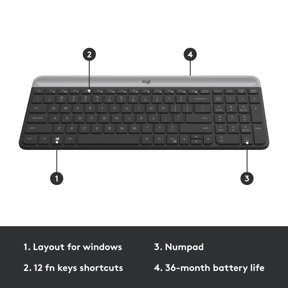 Logitech MK470 Slim Wireless Keyboard and Mouse Combo - Graphite
