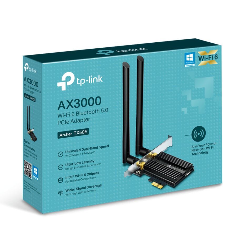 TP-Link AX3000 Wi-Fi 6 Bluetooth 5.0 PCIe Adapter (Archer TX50E)