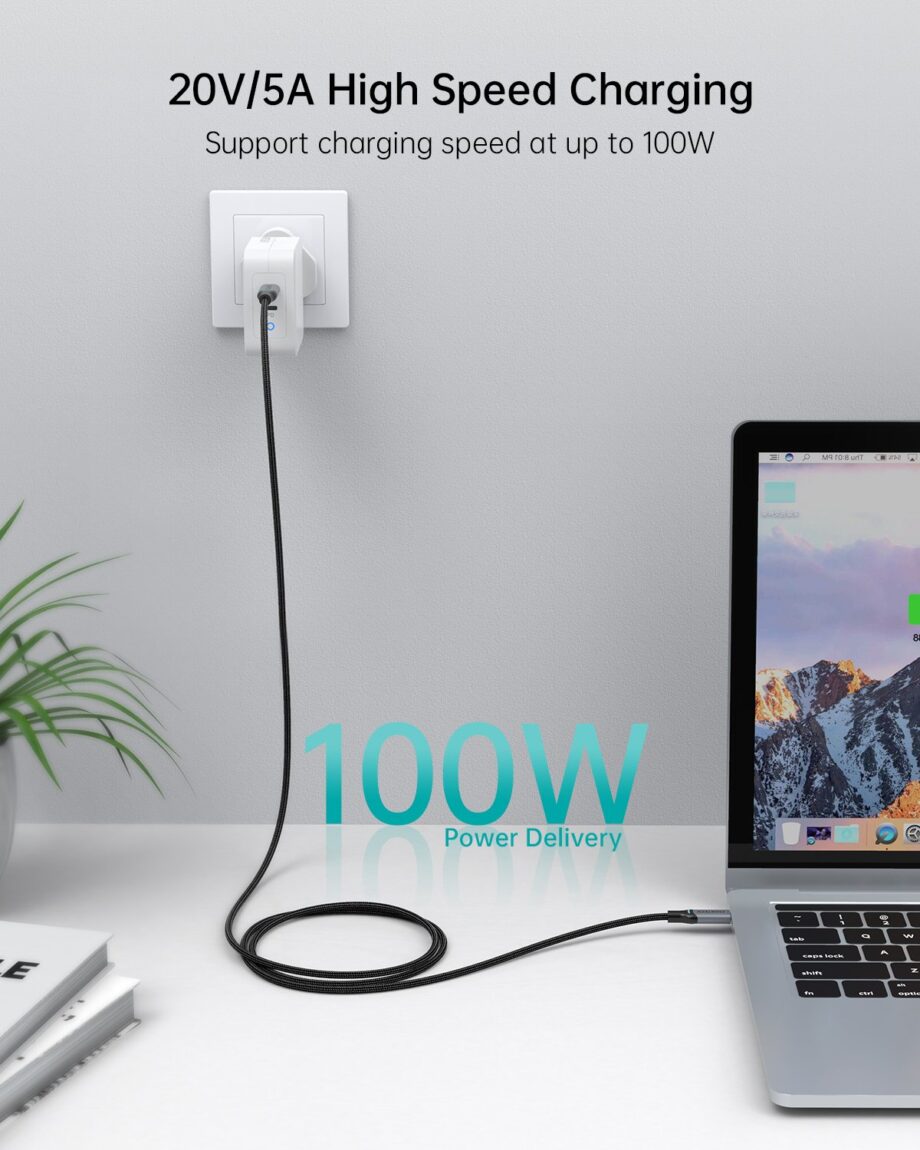 Choetech 100W USB Type C Braided Fast Charging Cable - 1.8M