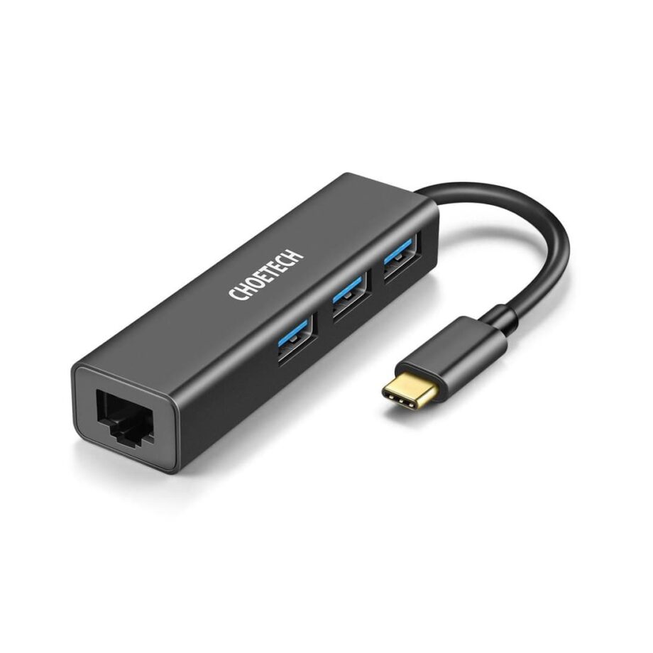 Choetech USB C to Ethernet Adapter Hub with 3-Port USB 3.0