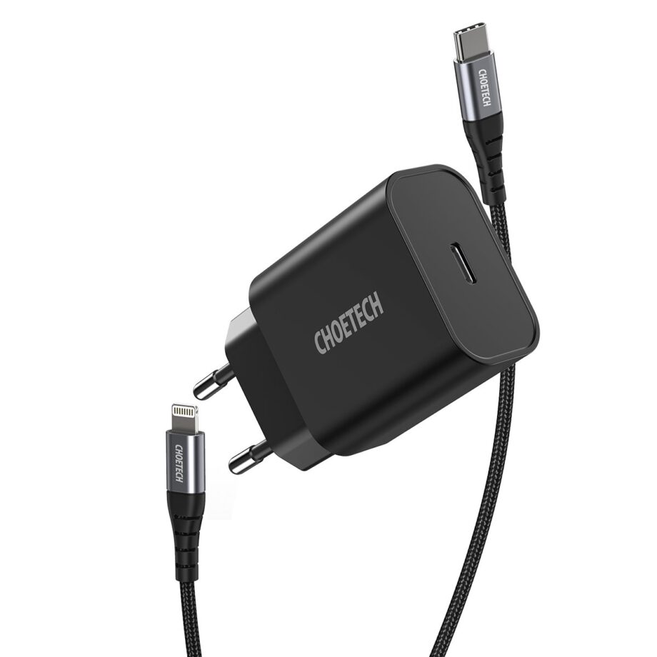 Choetech 20W PD USB-C Charger with 1.2M Nylon Braided USB-C To Lightning Cable