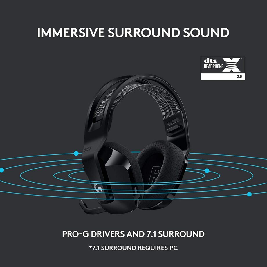 Logitech G733 LIGHTSPEED Wireless Gaming Headset - Black