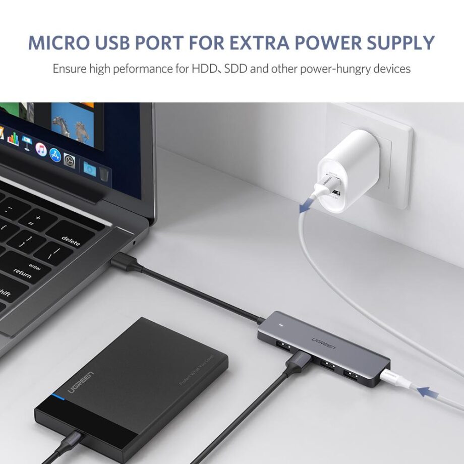 UGREEN Ultra-Thin 4 Ports USB 3.0 Hub