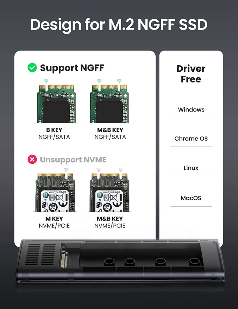 UGREEN M.2 SATA NGFF SSD Aluminum Enclosure