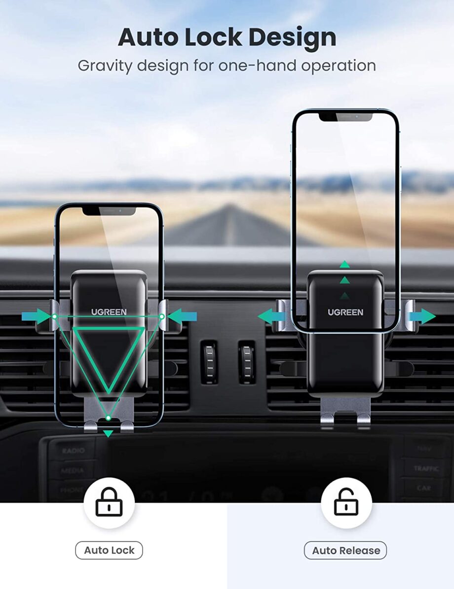 UGREEN Car Phone Holder Fit Most Horizontal - Vertical - Round Air Vents