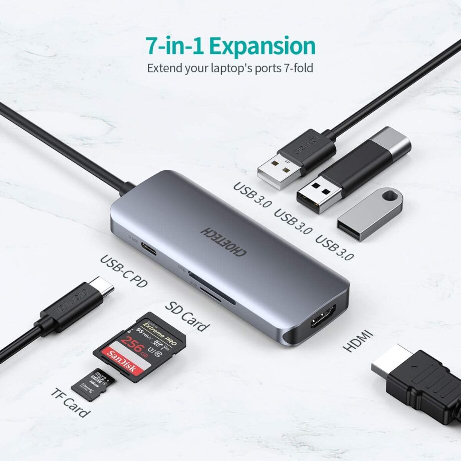 Choetech 7 In 1 USB C Multiport Adapter Hub