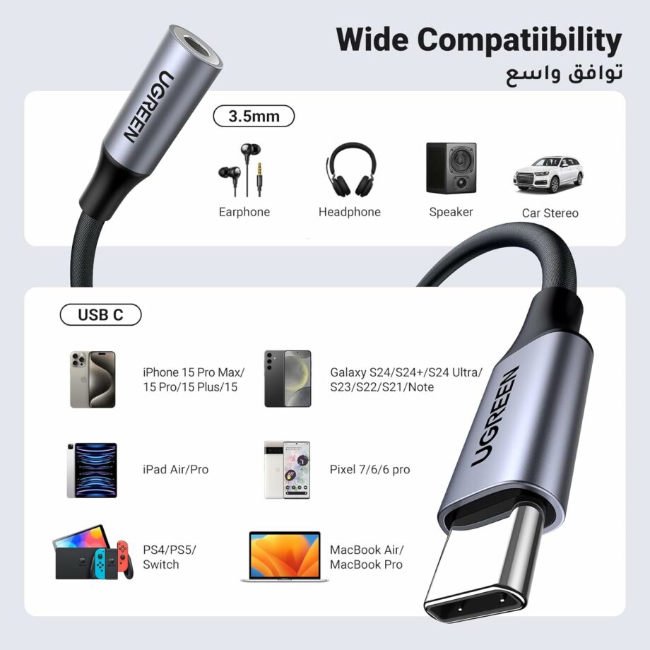 UGREEN USB C to 3.5mm Headphone Adapter with Audio Chip
