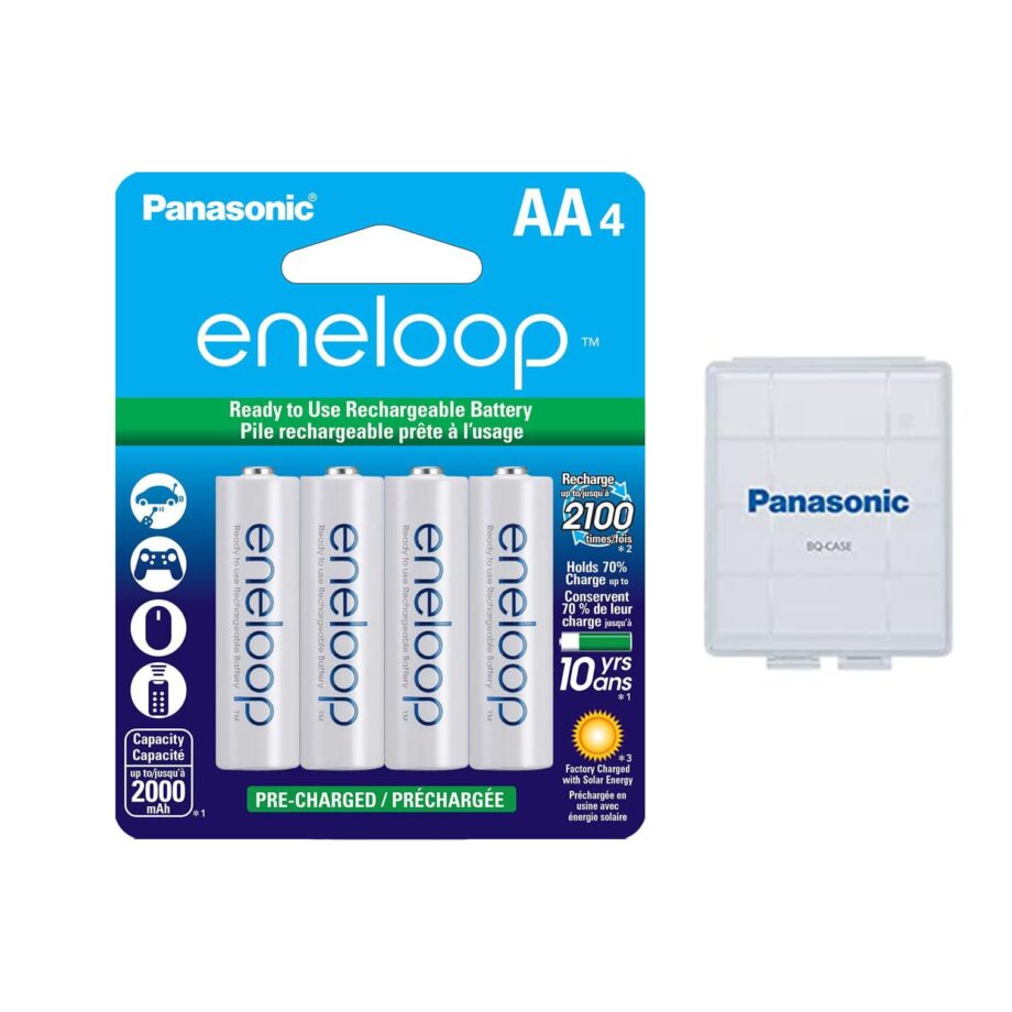 Eneloop 4x AA 2000mAh NiMH Rechargeable Batteries + Eneloop Batteries Case