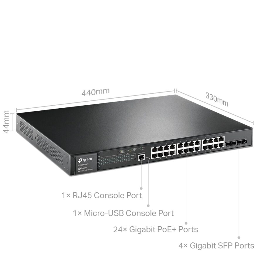 TP-Link JetStream 28-Port Gigabit L2+ Managed Switch with 24-Port PoE+ (T1600G-52PS)