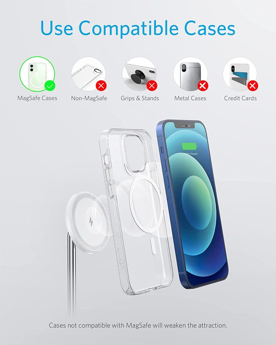 Anker PowerWave Magnetic 2-in-1 Wireless Charger and Stand - White