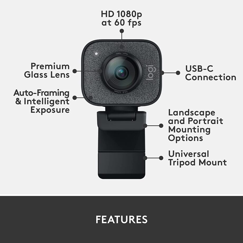 Logitech StreamCam Premium Webcam for Creators – Graphite