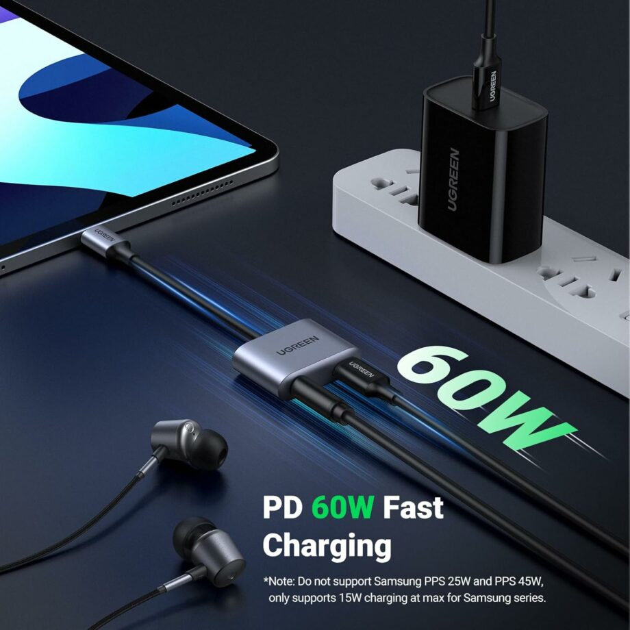 UGREEN USB C to 3.5mm Headphone and Charger Adapter