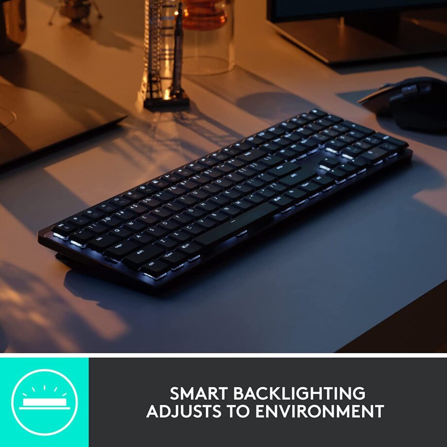 Logitech MX Mechanical Mini Wireless Illuminated Performance Clicky Satisfying Click Switches Keyboard – Graphite