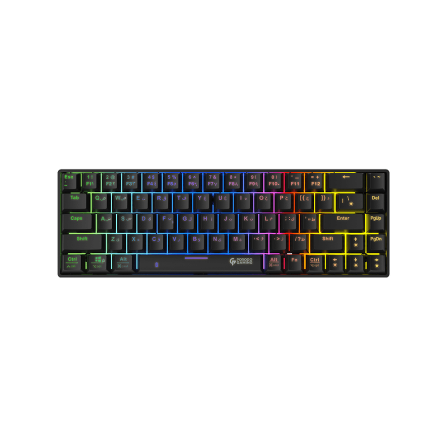Porodo 60% Mechanical Gaming Keyboard Wired and Bluetooth (English / Arabic)