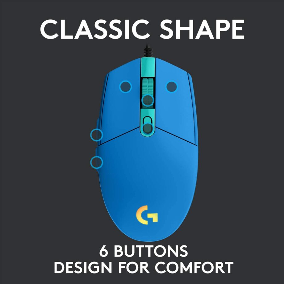 Logitech G203 Lightsync RGB 8,000DPI Gaming Mouse - Blue