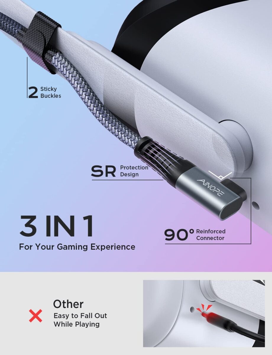 AINOPE USB 3.2 Gen 1 Oculus Quest Braided Link Cable - 5M
