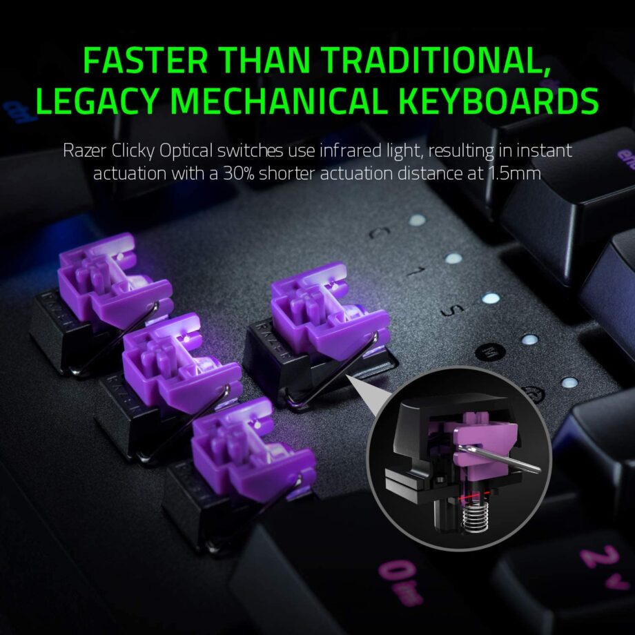 Razer Huntsman Elite Chroma RGB Lighting Gaming Keyboard - Purple Switch