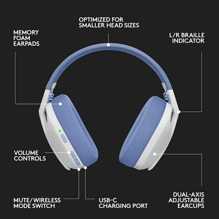 Logitech G435 LIGHTSPEED and Bluetooth Wireless Gaming Headset - White