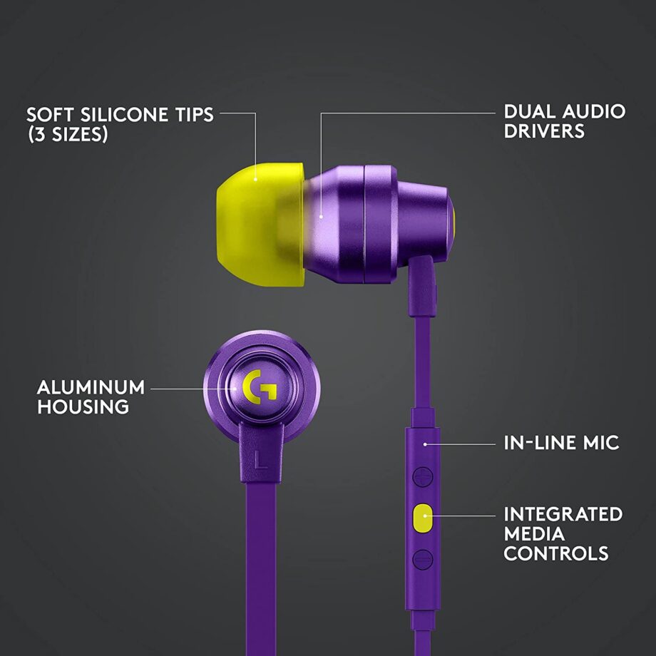 Logitech G333 Gaming Earphones With Mic - Purple