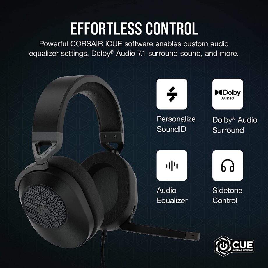 Corsair HS65 Dolby Audio 7.1 Surround Sound Gaming Headset - Carbon