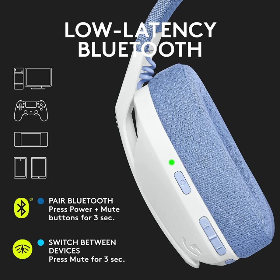 Logitech G435 LIGHTSPEED and Bluetooth Wireless Gaming Headset - White