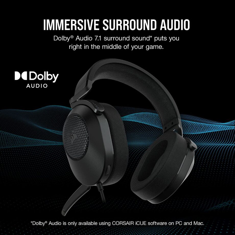 Corsair HS65 Dolby Audio 7.1 Surround Sound Gaming Headset - Carbon