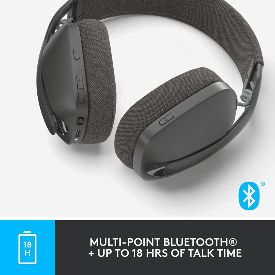 Logitech Zone Vibe 100 Wireless Over-Ear Headphones with Noise Canceling Mic- Graphite