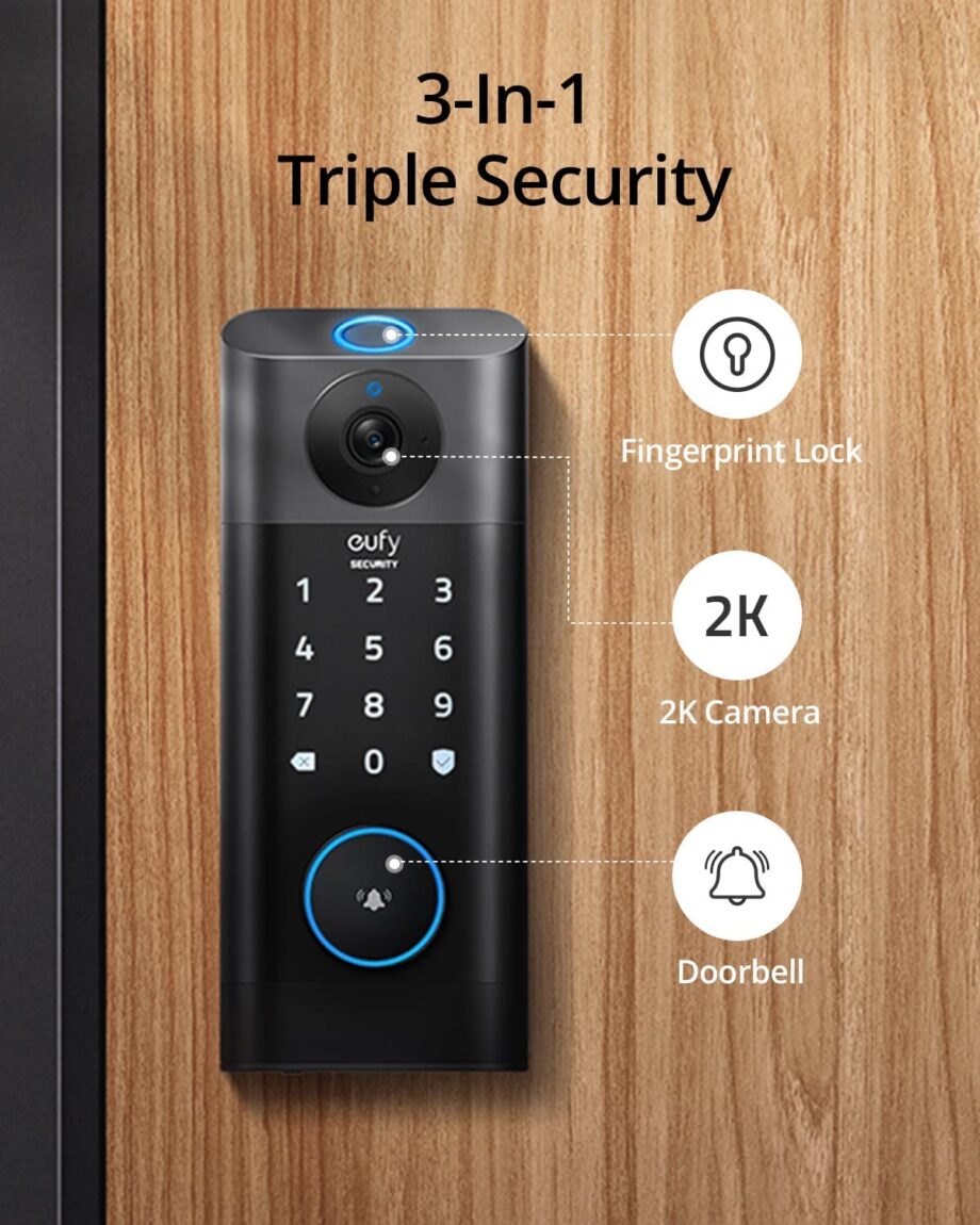 Anker Eufy S330 3-in-1 2K Camera+Doorbell+Fingerprint Keyless Entry Door Lock