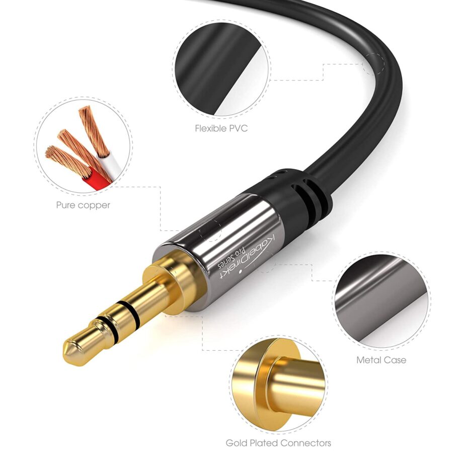 KabelDirekt 3.5mm Audio Cable with Break-Proof Metal Plug - 10M