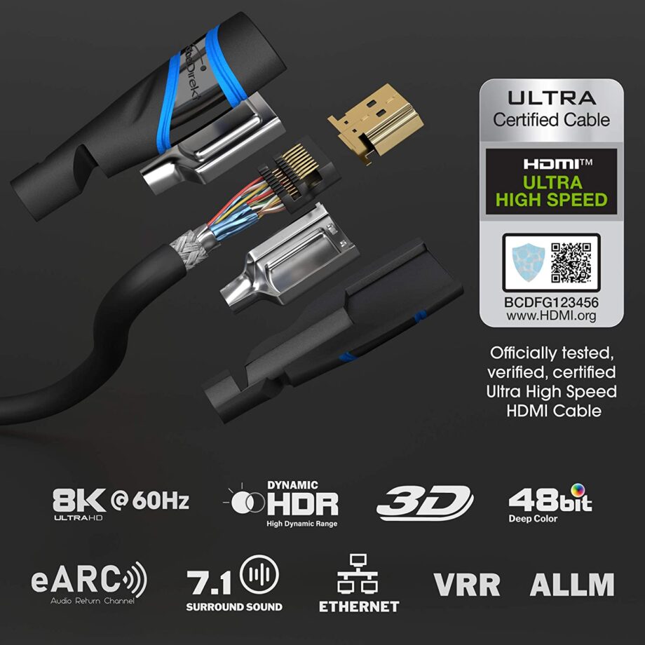 KabelDirekt 8K HDMI 2.1 48Gbps Ultra High Speed Cable - 3M