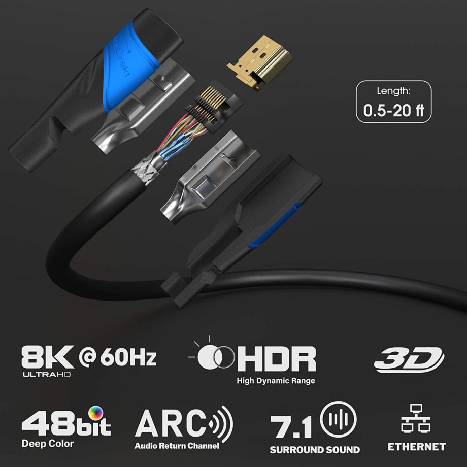 KabelDirekt 8K HDMI 2.0 18Gbps Super High Speed Cable with Ethernet - 2M